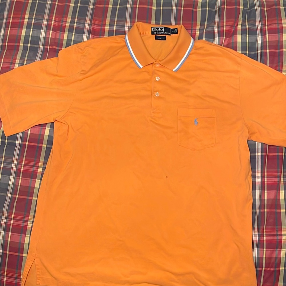 Men’s Polo by Ralph Lauren SS cotton polo Golf Fit Large Pale Orange - tiny hole